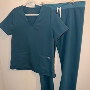 Figs Caribbean Blue Scrub Set Large/Large Tall